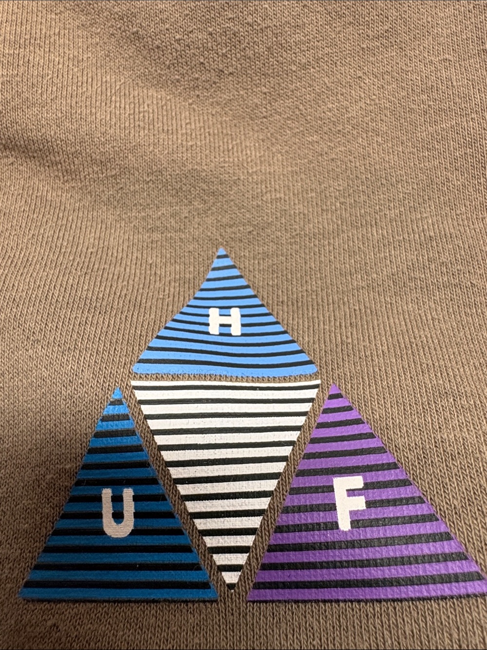 HUF Brown Zip-Up Hoodie with Purple Accent
